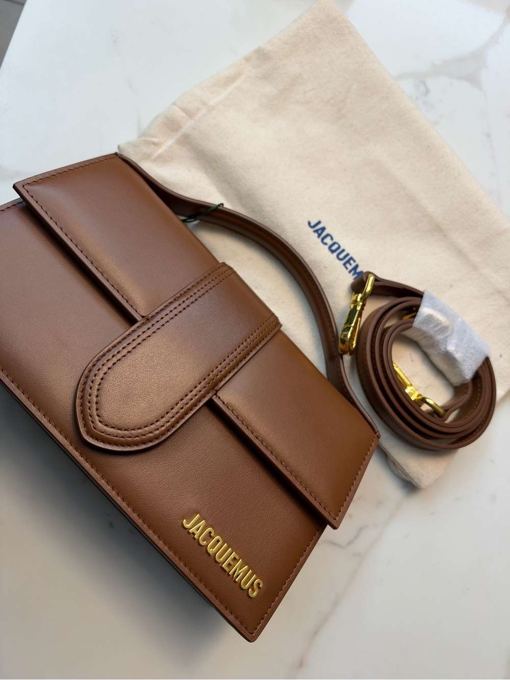 Jacquemus Le Grand Bambino Brown Top Handle Leather & Crossbody Bag w/Dust Bag - Picture 7 of 7